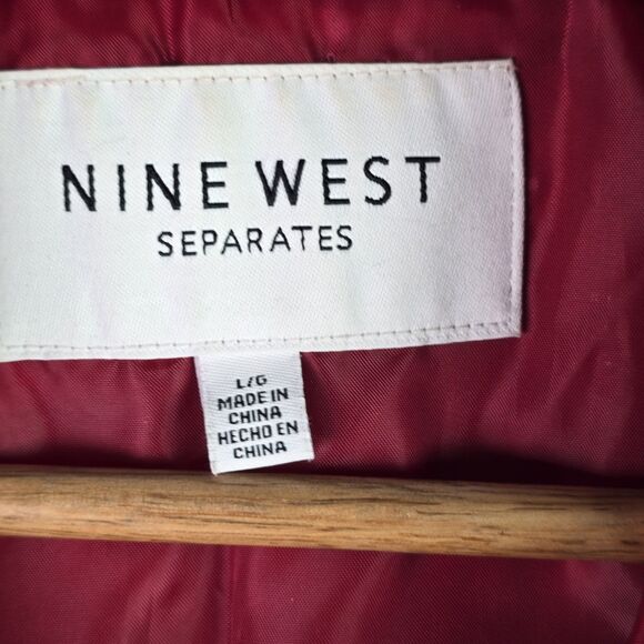 Nine West Puffer Quilted Down Vest Large Red Lightweight Zip Front Warm Layering - Picture 3 of 12